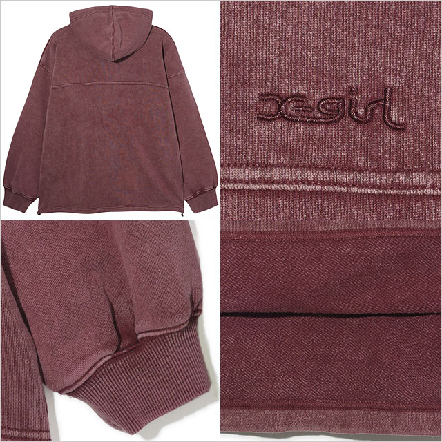 エックスガール X-girl アノラック スウェットトップ 105243012001 ANORAK SWEAT TOP レディース ハーフジップパーカー ビッグシルエット BURGUNDY 正規取扱店 X-girl エックスガール アノラック スウェットトップ