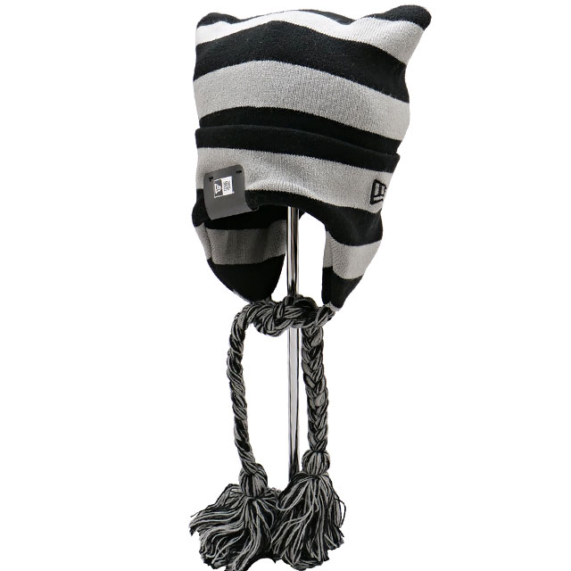 ニューエラ NEWERA ニットキャップ スクエアニット 14312092 FW24 SQUARE KNIT BORDER メンズ・レディース 帽子 ビーニー ニット帽 耳あて付き ブラック グレー | NEW ERA