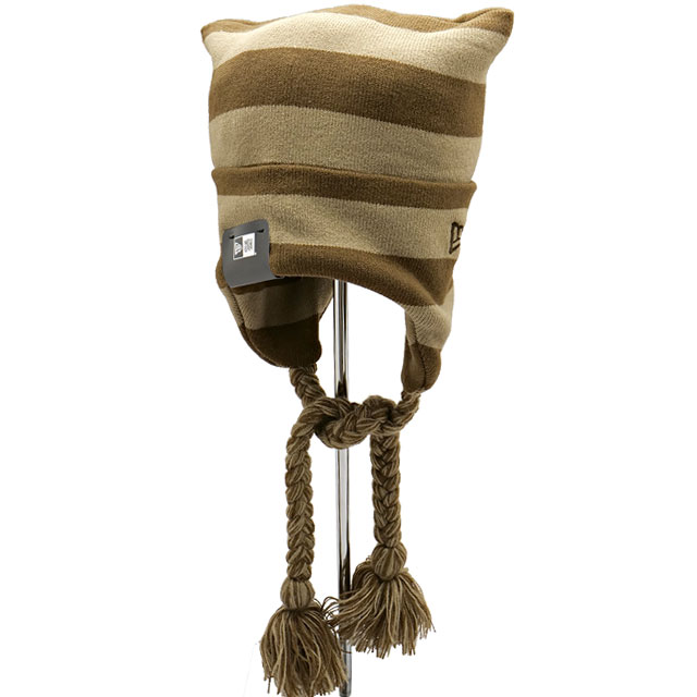 ニューエラ NEWERA ニットキャップ スクエアニット 14312091 FW24 SQUARE KNIT BORDER 帽子 ビーニー ニット帽 耳あて付き ブラウン ベージュ 正規取扱店 | NEW ERA