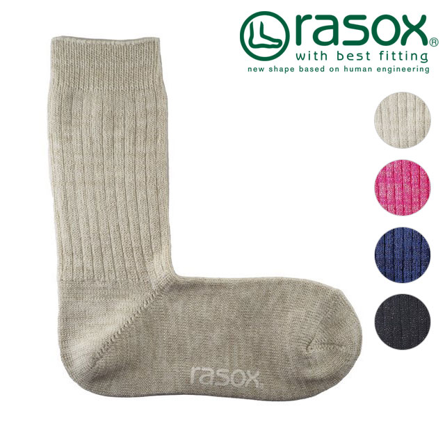 ラソックス rasox 靴下 カラーラメ・リブクルー CA240CR04 FW24 メンズ・レディース 日本製 リブ編み クルーソックス 正規取扱店 | rasox