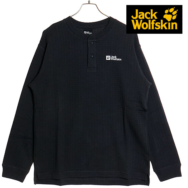 ジャックウルフスキン Jack Wolfskin JP ワッフルヘンリー ロングスリーブTシャツ A63213-6350 FW24 JP WAFFLE HENLEY LS T オーガニックコットン phantom