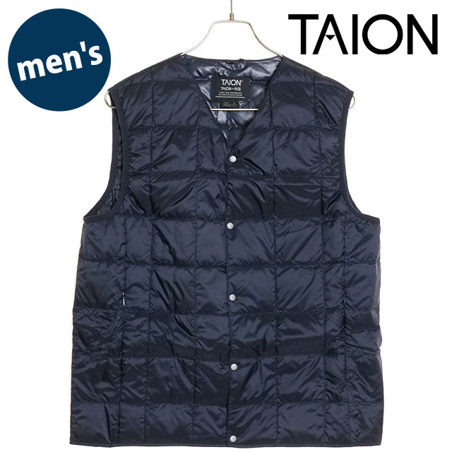 タイオン TAION Vネックボタンダウンベスト TAION-001 FW24 M V NECK BUTTON DOWN VEST メンズ アウター インナーダウン ベーシック D.NAVY 正規取扱店 | TAION