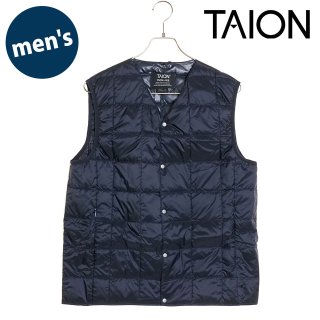 タイオン TAION Vネックボタンダウンベスト TAION-001 FW24 M V NECK BUTTON DOWN VEST メンズ アウター インナーダウン ベーシック D.NAVY 正規取扱店 | TAION | 01
