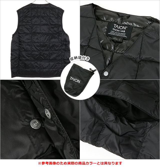 タイオン TAION Vネックボタンダウンベスト TAION-001 FW24 M V NECK BUTTON DOWN VEST メンズ アウター インナーダウン ベーシック D.NAVY 正規取扱店 | TAION | 02