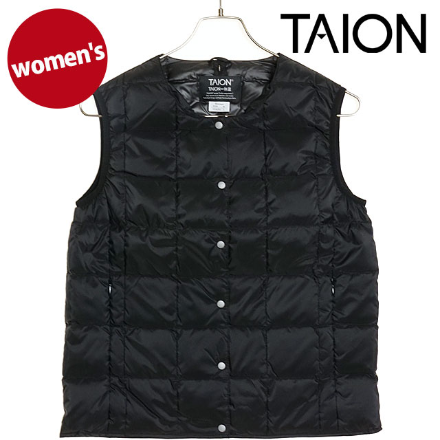  TAION 롼ͥåܥ٥ TAION-W004 W CREW NECK BUTTON DOWN VEST ǥ  ʡ ١å BLACK 谷Ź