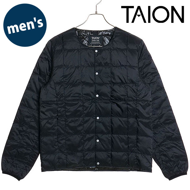 �^�C�I�� TAION �N���[�l�b�N�{�^���_�E���W���P�b�g TAION-104 FW24 M CREW NECK DOWN JKT �����Y �A�E�^�[ �C���i�[�_�E�� �x�[�V�b�N BLACK ���K�戵�X