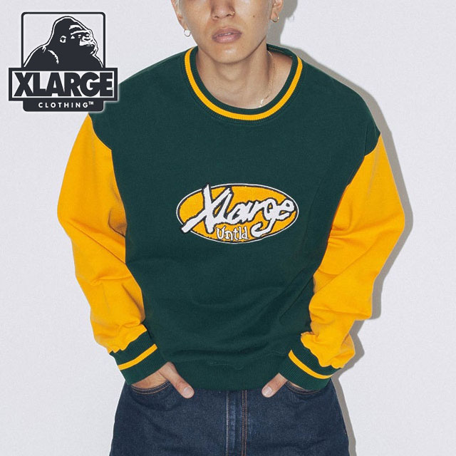 エクストララージ XLARGE レトロ クルーネック スウェットシャツ 101244012026 RETRO CREWNECK SWEATSHIRT メンズ x-large トレーナー GREEN 正規取扱店_1