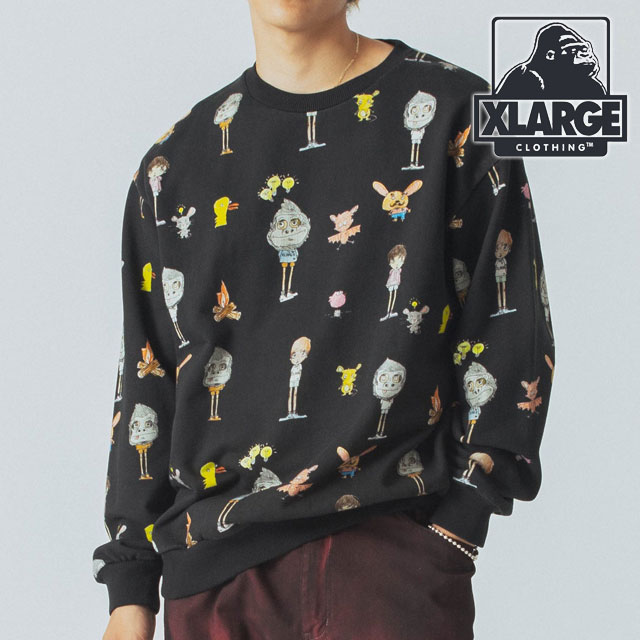 【30％OFF／SALE】エクストララージ XLARGE オールオーバープリント クルーネック スウェットシャツ [101244012007 FW24WINTER] ALLOVER PRINT CREWNECK SWEATSHIRT メンズ x-large エックスラージ トップス トレーナー WHITE【ts】 正規取扱店【e】 XLARGE（エクストラ ラージ） オールオーバープリント クルーネック