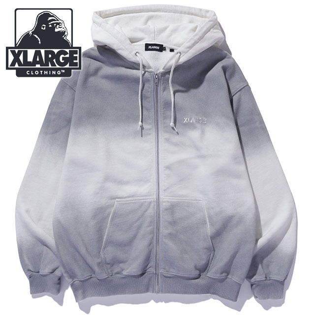 X-LARGE / MIST DYED/ジップパーカー/M/コットン/WHT/101244012014 XLARGE エクストララージ ミストダイ ジップアップフーデッド