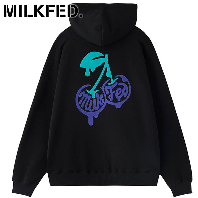 ミルクフェド MILKFED. メルティチェリー スウェットフーディー 103244012006 FW24WINTER MELTY CHERRY SWEAT HOODIE レディース トップス プルオーバー BLACK