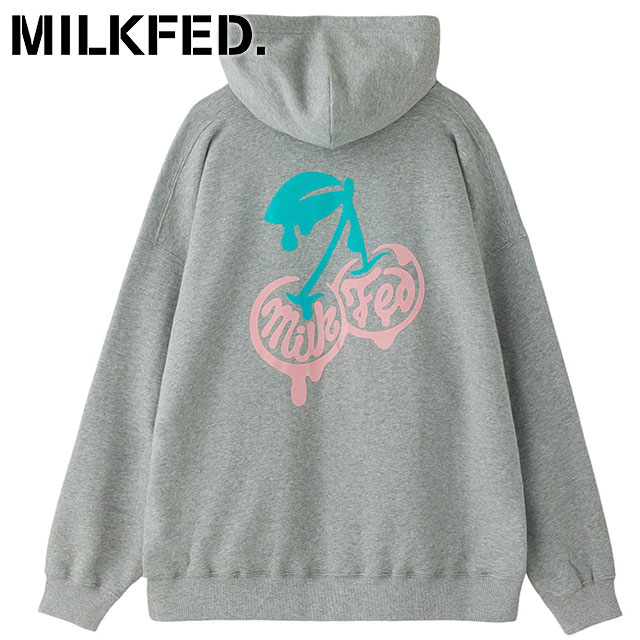 ミルクフェド MILKFED. メルティチェリー スウェットフーディー 103244012006 FW24WINTER MELTY CHERRY SWEAT HOODIE レディース トップス プルオーバー ASH