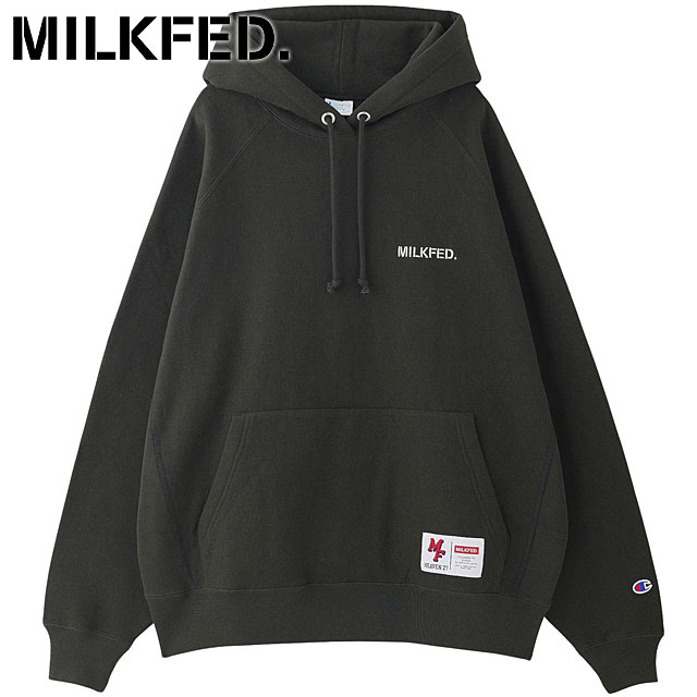 コラボ ミルクフェド MILKFED. チャンピオン スウェットフーディー 103244012008 FW24WINTER MILKFED.×CHAMPION SWEAT HOODIE レディース CHARCOAL 正規取扱店