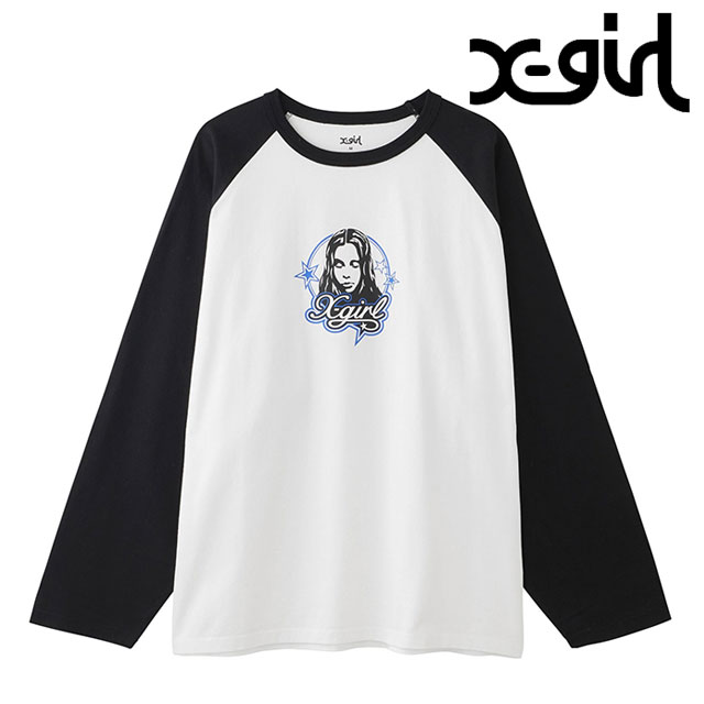 エックスガール X-girl フェイスアンドスター B B ビッグTシャツ 105244011003WINTER FACE AND STARS B B BIG TEE レディース カットソー 長袖 BLACK 正規取扱店 X-girl エックスガール フェイスアンドスター B ビッグTシャツ