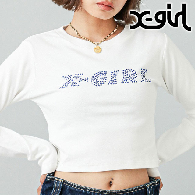 エックスガール X-girl スターロゴ ロングスリーブ ベイビーTシャツ 105244013008WINTER STAR LOGO L S BABY TEE レディース 長袖 ショート丈 BLACK 正規取扱店 X-girl エックスガール スターロゴ ロングスリーブ ベイビーT