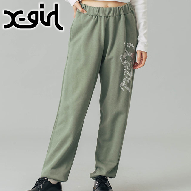 X-girl（エックスガール） ラインストーンスター カーシヴロゴ