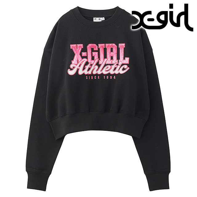 エックスガール X-girl フェイクファーロゴ コンパクトスウェットトップ 105244012029WINTER FAUX FUR LOGO COMPACT SWEAT TOP レディース BLACK 正規取扱店