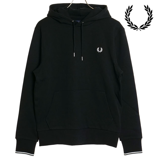 フレッドペリー FRED PERRY ティップド フーデッドスウェットシャツ M2643-102 TIPPED HOODED SWEATSHIRT メンズ プルオーバー パーカー 長袖 BLACK 正規取扱店 | FRED PERRY