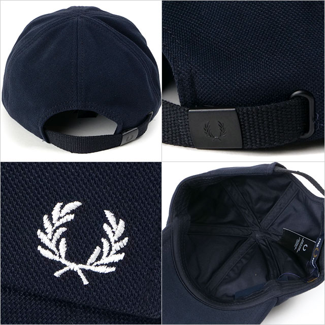 フレッドペリー FRED PERRY ピケ クラシックキャップ HW6726-267 PIQUE CLASSIC CAP メンズ・レディース 帽子 鹿の子 サイズ調整可能 NAVY S.WHITE 正規取扱店 | FRED PERRY | 02