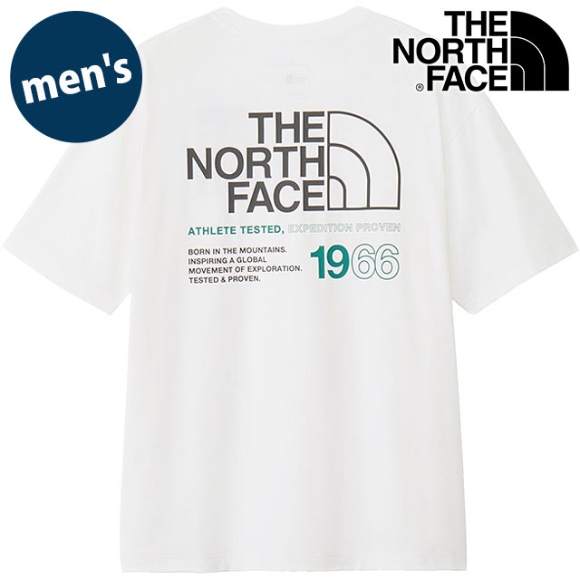 �U�E�m�[�X�E�t�F�C�X THE NORTH FACE �V���[�g�X���[�u�C�[�G�X66���S���C�h�e�B�[ NT32597-W SS25 S S ES 66 Logo Wide Tee �����Y �z���C�g  ���K�戵�X