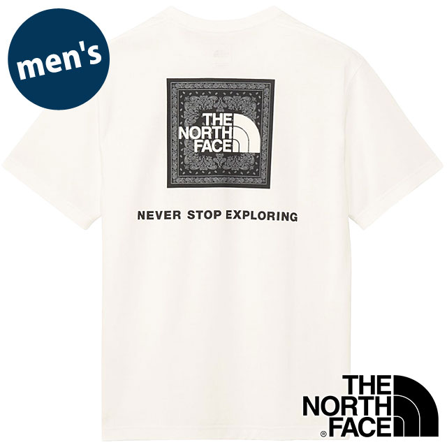 �U�E�m�[�X�E�t�F�C�X THE NORTH FACE �V���[�g�X���[�u�o���_�i�X�N�G�A���S�e�B�[ NT32446-W2 SS25 S S Bandana Square Logo Tee �z���C�g2  ���K�戵�X