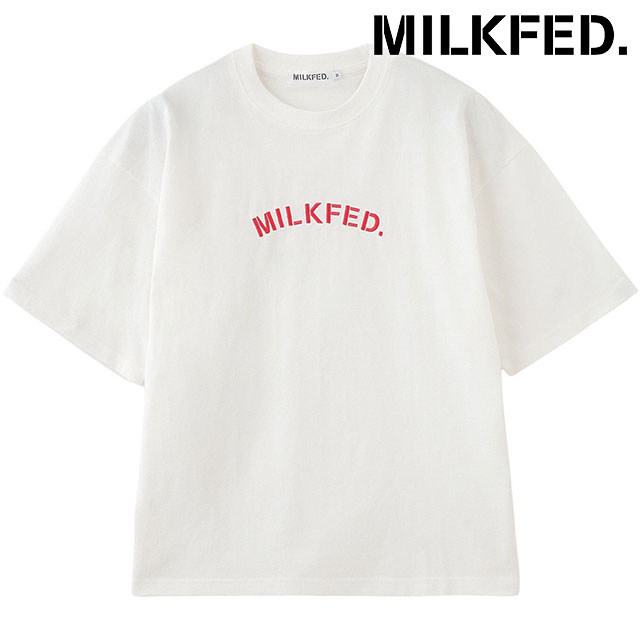 ミルクフェド MILKFED. エンブロイダリー アーチステンシル ワイド ショートスリーブTシャツ 103251011008 EMBROIDERY ARCH STENCIL TEE WHITE 正規取扱店