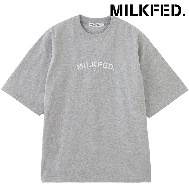 ミルクフェド MILKFED. エンブロイダリー アーチステンシル ワイド ショートスリーブTシャツ 103251011008 EMBROIDERY ARCH STENCIL TEE ASH  正規取扱店
