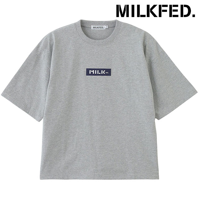 ミルクフェド MILKFED. エンブロイダリー バー ワイド ショートスリーブTシャツ 103251011009 SS25 EMBROIDERY BAR WIDE S S TEE レディース ASH  正規取扱店