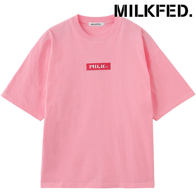 ミルクフェド MILKFED. エンブロイダリー バー ワイド ショートスリーブTシャツ 103251011009 SS25 EMBROIDERY BAR WIDE S S TEE LtPINK  正規取扱店