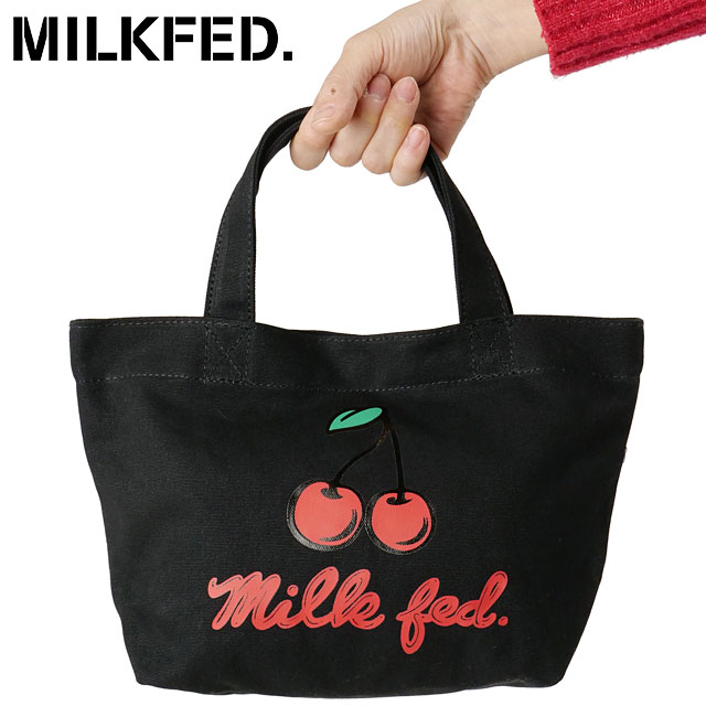 Yahoo! Yahoo!ショッピング(ヤフー ショッピング)ミルクフェド MILKFED. チェリーミニトート 103251053001 SS25 CHERRY MINI TOTE レディース 鞄 ハンドバッグ ランチバッグ BLACK 正規取扱店