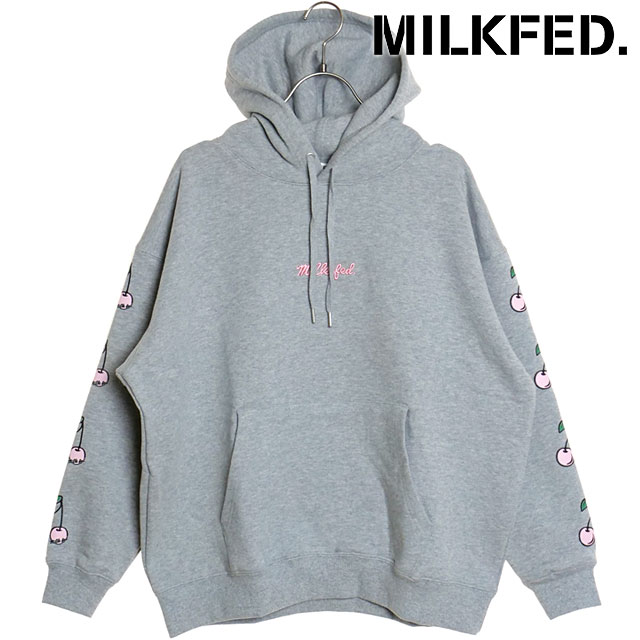 ミルクフェド MILKFED. サイドチェリーズ ワイド スウェットフーディー 103251012001 SIDE CHERRIES SWEAT HOODIE レディース プルオーバー ASH 正規取扱店