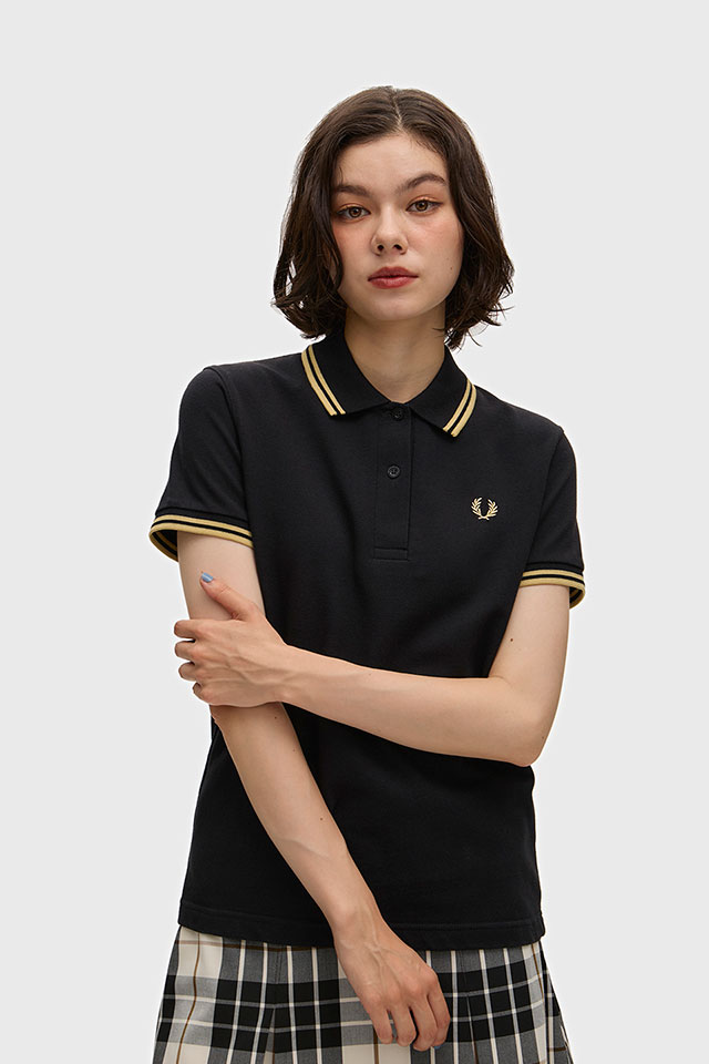 フレッドペリー FRED PERRY ポロシャツ ツイン ティップド フレッドペリーシャツ G12-157 SS25Q2 TWIN TIPPED FRED PERRY SHIRT BLACK CHAMPAGNE 正規取扱店