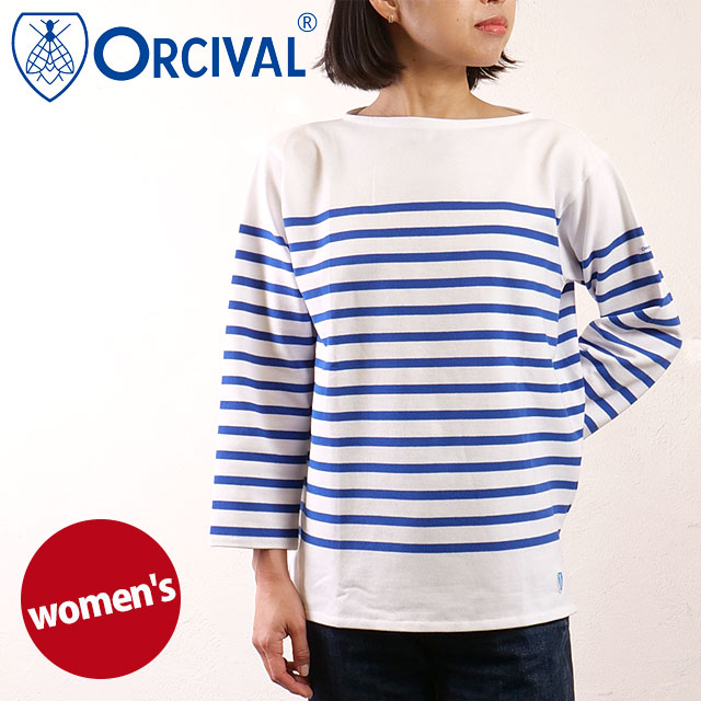 オーシバル ORCIVAL ボートネック ロングスリーブプルオーバー #6803 SS25 BOAT NECK L S P.O. レディース 長袖Tシャツ ボーダー WHITE BLUE 正規取扱店