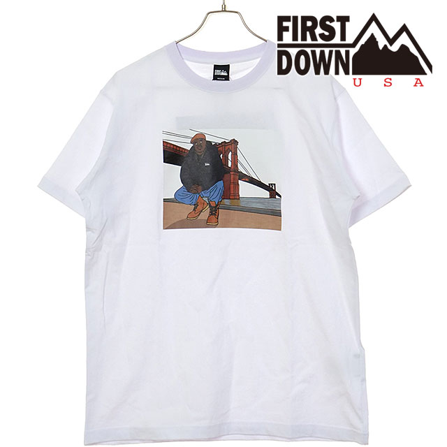 �t�@�[�X�g�_�E�� FIRST DOWN �X�v���b�h���u �V���[�g�X���[�uT�V���c F801101 SS25 FIRST DOWN × RISA Spread Love SS TEE �����Y �R���{ WHITE  ���K�戵�X