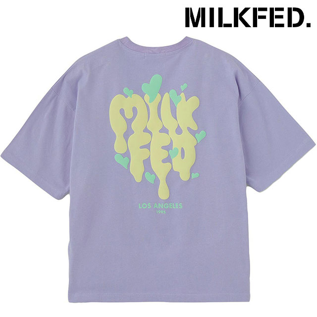 ミルクフェド MILKFED. メルトロゴ ワイドショートスリーブTシャツ 103252011004 SU25 MELT LOGO WIDE S S TEE レディース カットソー LtPURPLE  正規取扱店
