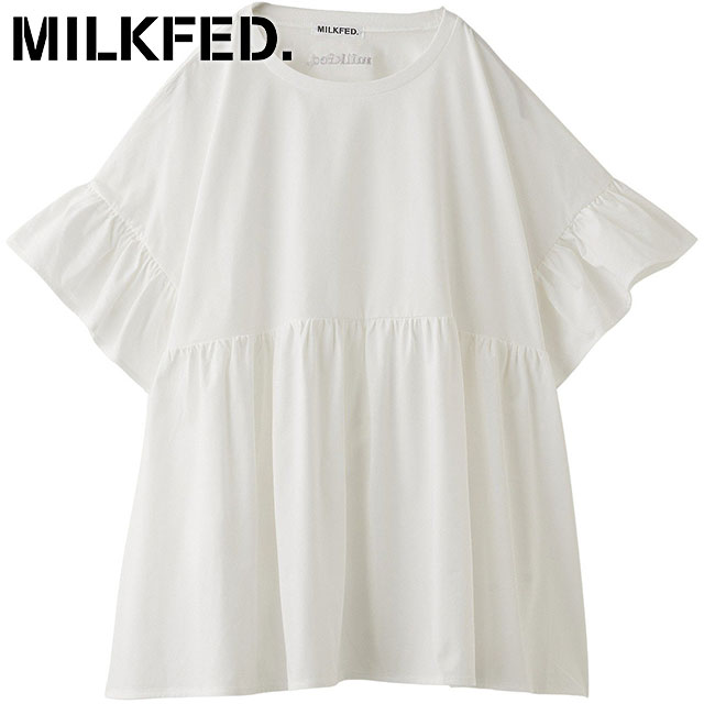 コラボ ミルクフェド MILKFED. オーシャンパシフィック ラッフルチュニック 103252013006 SU25 MILKFED.×OP RUFFLE TUNIC 半袖 Ocean Pacific WHITE 正規取扱店
