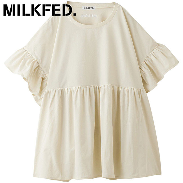コラボ ミルクフェド MILKFED. オーシャンパシフィック ラッフルチュニック 103252013006 SU25 MILKFED.×OP RUFFLE TUNIC 半袖 Ocean Pacific BEIGE 正規取扱店