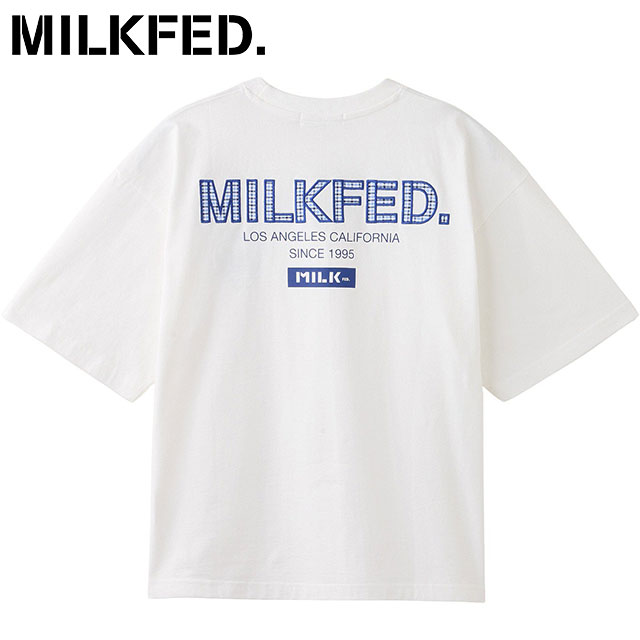 ミルクフェド MILKFED. ミルクフェド プレイドロゴ ワイドショートスリーブTシャツ 103252011010 SU25 MILKFED. PLAID LOGO WIDE S S TEE WHITE  正規取扱店