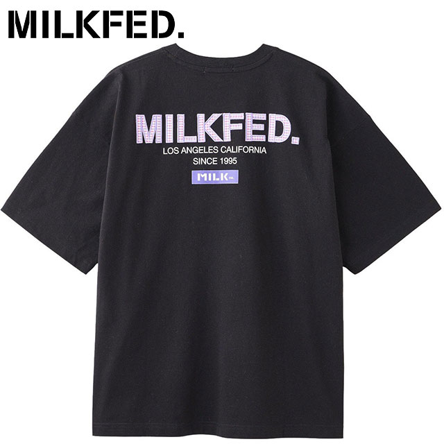 ミルクフェド MILKFED. ミルクフェド プレイドロゴ ワイドショートスリーブTシャツ 103252011010 SU25 MILKFED. PLAID LOGO WIDE S S TEE LtPINK  正規取扱店 MILKFED. ミルクフェド プレイドロゴ ワイドショートスリーブT