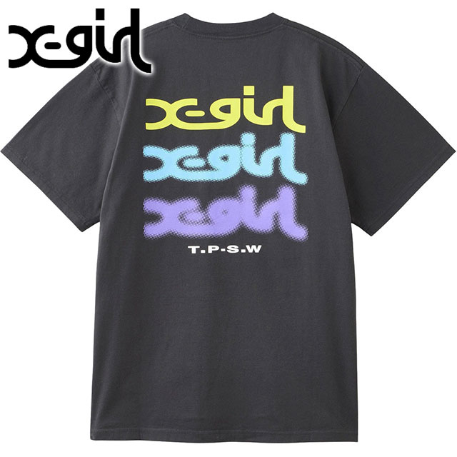 エックスガール X-girl グローロゴショートスリーブTシャツ 105258011004 SS25SPOT GLOW LOGO S S TEE レディース xgirl トップス 半袖 CHARCOAL  正規取扱店