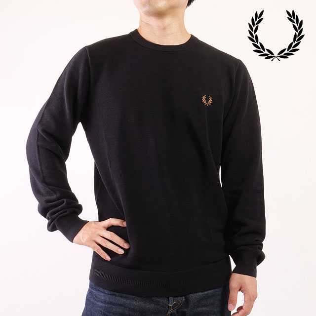 フレッドペリー FRED PERRY ピケステッチジャンパー K1309-102 FW25 PIQUE STITCH JUMPER メンズ トップス セーター BLACK 正規取扱店 | FRED PERRY