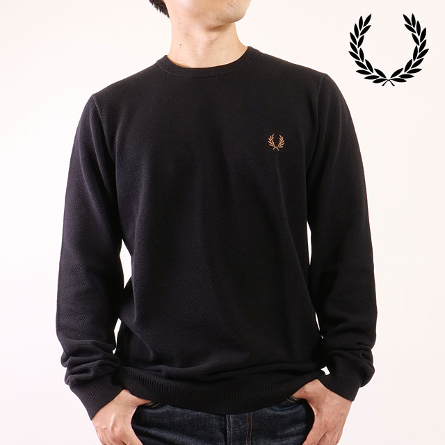 フレッドペリー FRED PERRY ピケステッチジャンパー K1309-102 FW25 PIQUE STITCH JUMPER メンズ トップス セーター BLACK 正規取扱店 | FRED PERRY | 01