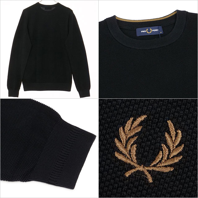 フレッドペリー FRED PERRY ピケステッチジャンパー K1309-102 FW25 PIQUE STITCH JUMPER メンズ トップス セーター BLACK 正規取扱店 | FRED PERRY | 02