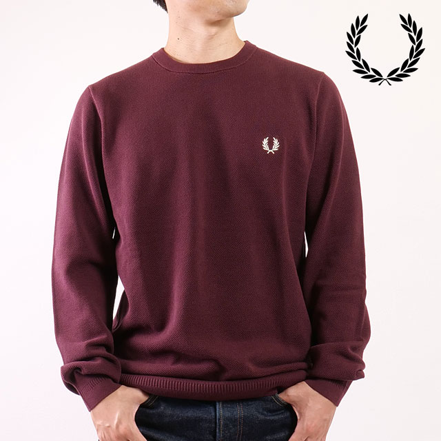 フレッドペリー FRED PERRY ピケステッチジャンパー [K1309-597 FW25] PIQUE STITCH JUMPER メンズ トップス セーター クルーネックニット OXBLOOD 正規取扱店 FRED PERRY（フレッドペリー） ピケステッチジャンパー K1309-597 FW25