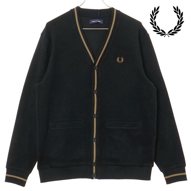 フレッドペリー FRED PERRY ティップドピケテクスチャカーディガン M2654-Q27 FW25 メンズ BLACK SHADEDSTONE 正規取扱店 | FRED PERRY