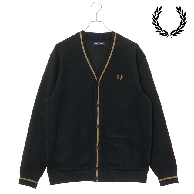 フレッドペリー FRED PERRY ティップドピケテクスチャカーディガン M2654-Q27 FW25 メンズ BLACK SHADEDSTONE 正規取扱店 | FRED PERRY | 01
