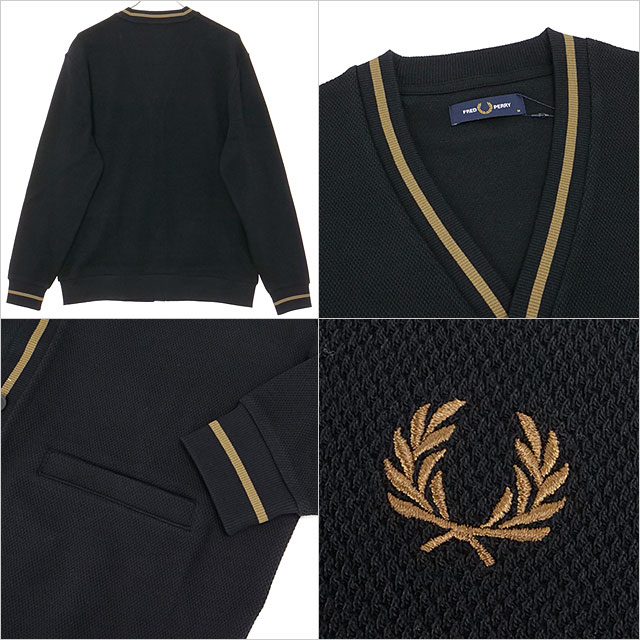 フレッドペリー FRED PERRY ティップドピケテクスチャカーディガン M2654-Q27 FW25 メンズ BLACK SHADEDSTONE 正規取扱店 | FRED PERRY | 02