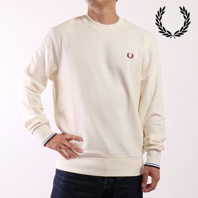 フレッドペリー FRED PERRY クルーネック スウェットシャツ [M7535-Z46 FW25] CREW NECK SWEATSHIRT メンズ トップス トレーナー 長袖 ECRU/COURTBLUE/OXBLOOD 正規取扱店 FRED PERRY（フレッドペリー） クルーネック スウェットシャツ M7535