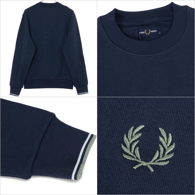 フレッドペリー FRED PERRY クルーネック スウェットシャツ M7535-Z47 FW25 CREW NECK SWEATSHIRT メンズ DARKAIRFORCE LIGHTICE BAYLEAF 正規取扱店 | FRED PERRY | 02