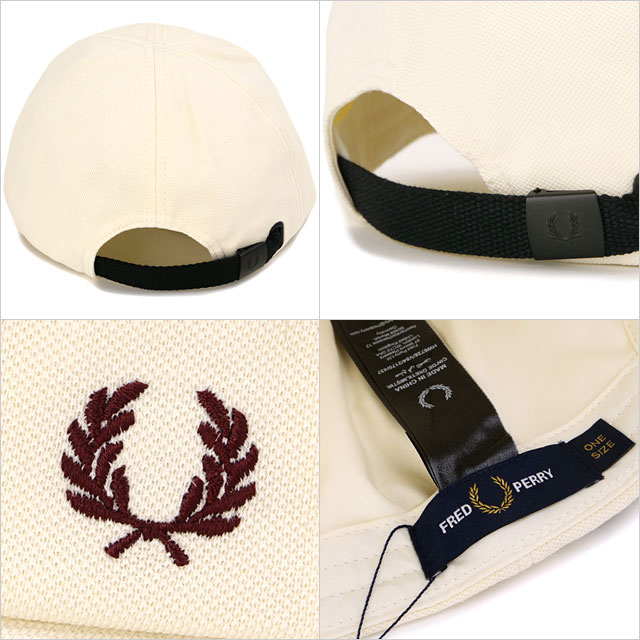 フレッドペリー FRED PERRY ピケ クラシックキャップ [HW6726-V84 FW25] PIQUE CLASSIC CAP メンズ・レディース 帽子 鹿の子 サイズ調整可能 ECRU/OXBLOOD 正規取扱店 FRED PERRY（フレッドペリー） ピケ クラシックキャップ HW6726-V84