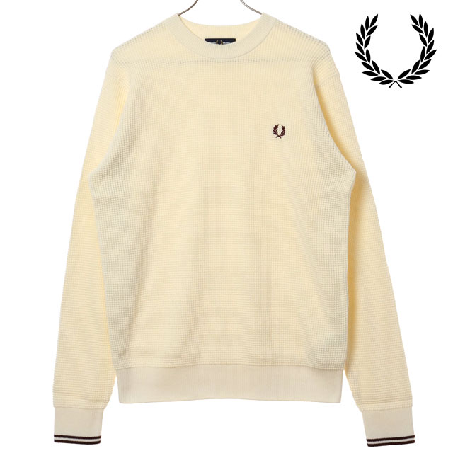フレッドペリー FRED PERRY ワッフルステッチジャンパー [K6507-560 FW25] WAFFLE STITCH JUMPER メンズ トップス セーター クルーネックニット ECRU 正規取扱店 FRED PERRY（フレッドペリー） ワッフルステッチジャンパー K6507-560